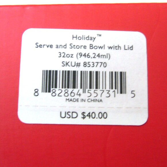 New Lenox Holiday Serve and Store Bowl with Lid 32 Oz - Picture 3 of 4